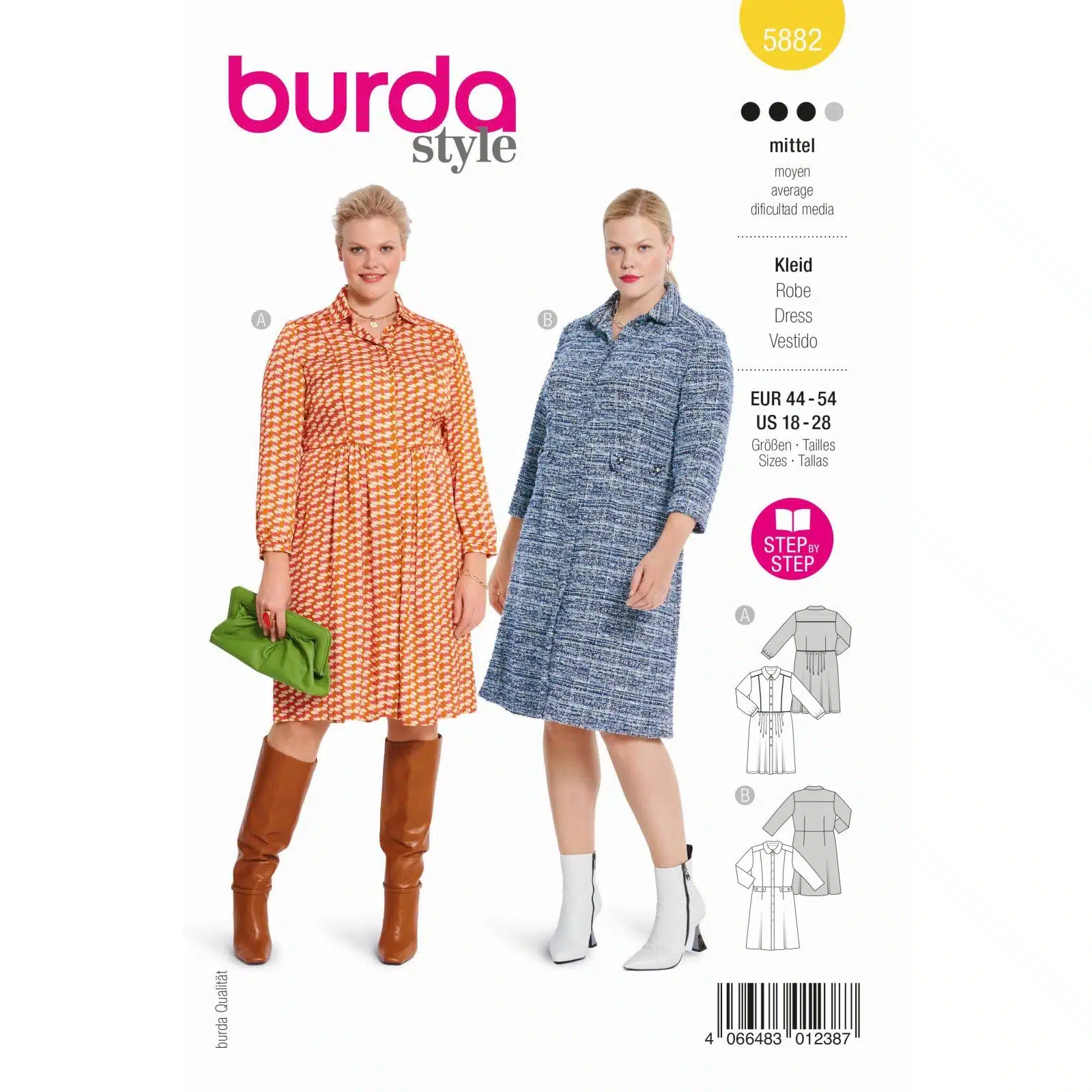 Burda Geel 5882 - Jurk in Variaties