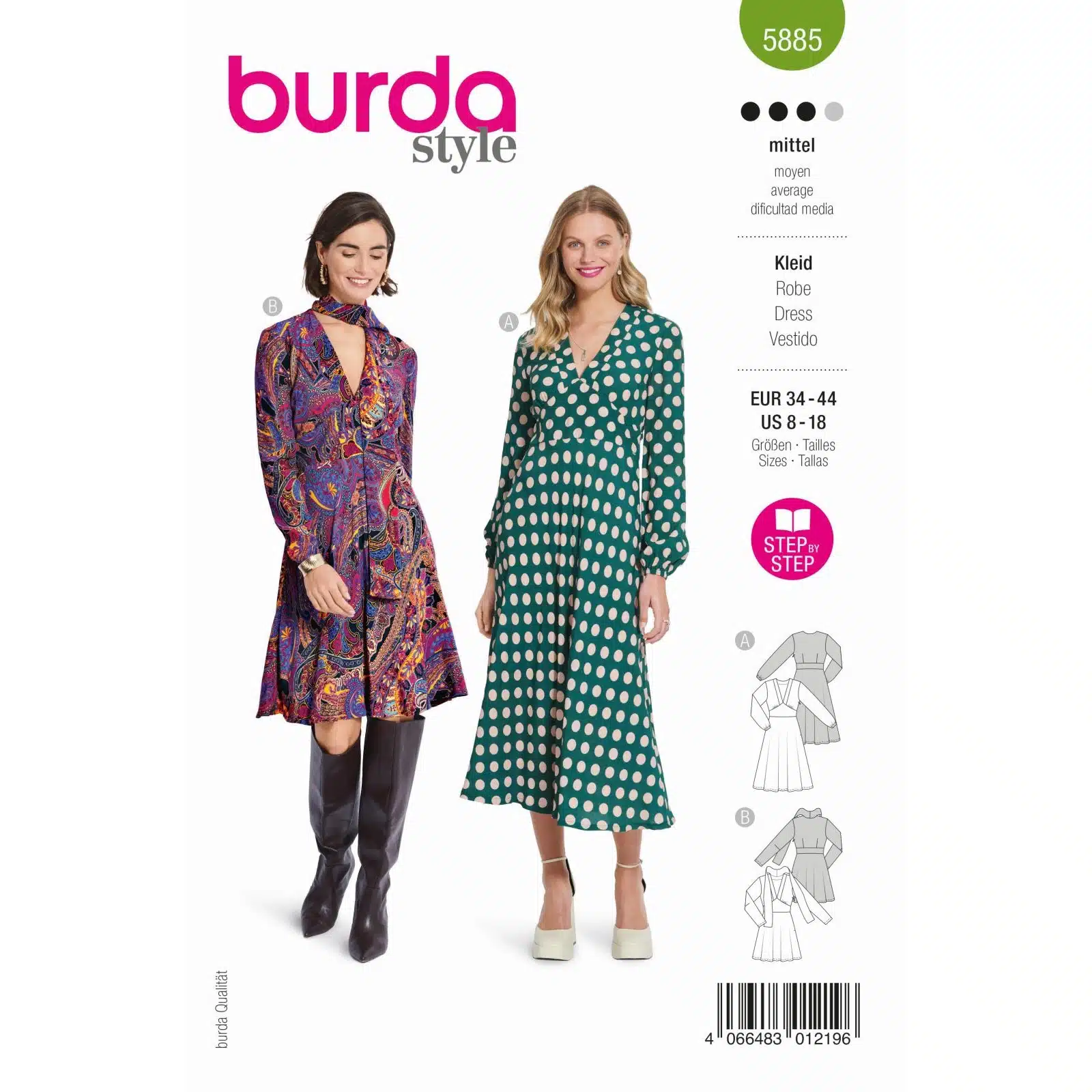 Burda Groen 5885 - Jurk in Variaties