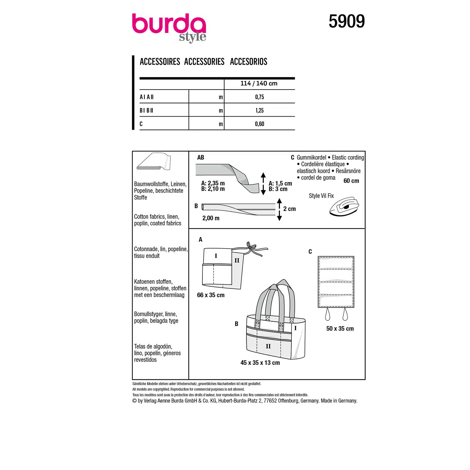 Burda Groen 5909 - Short, Tas en Etui