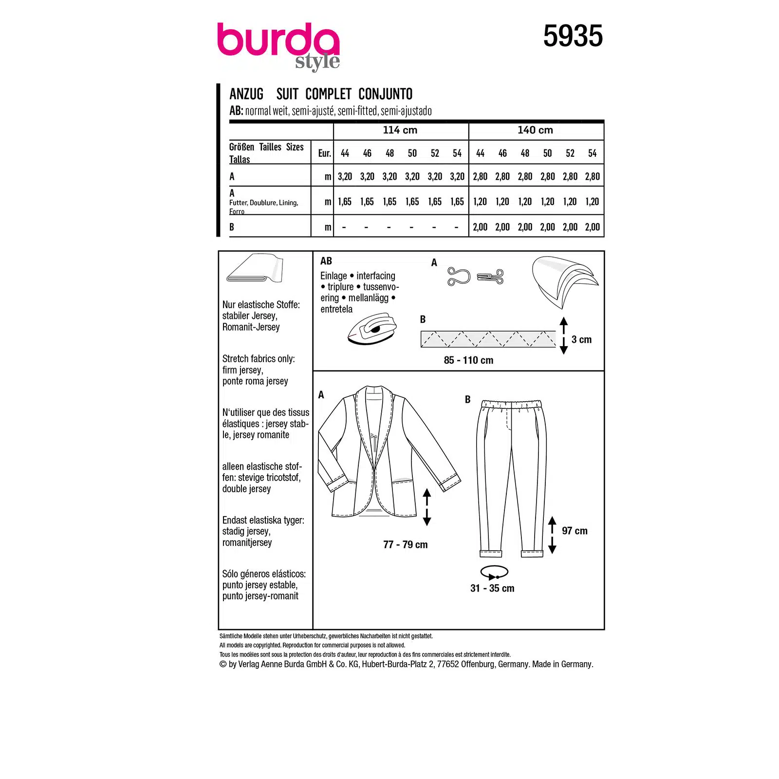 Burda Geel 5935 - Kostuum