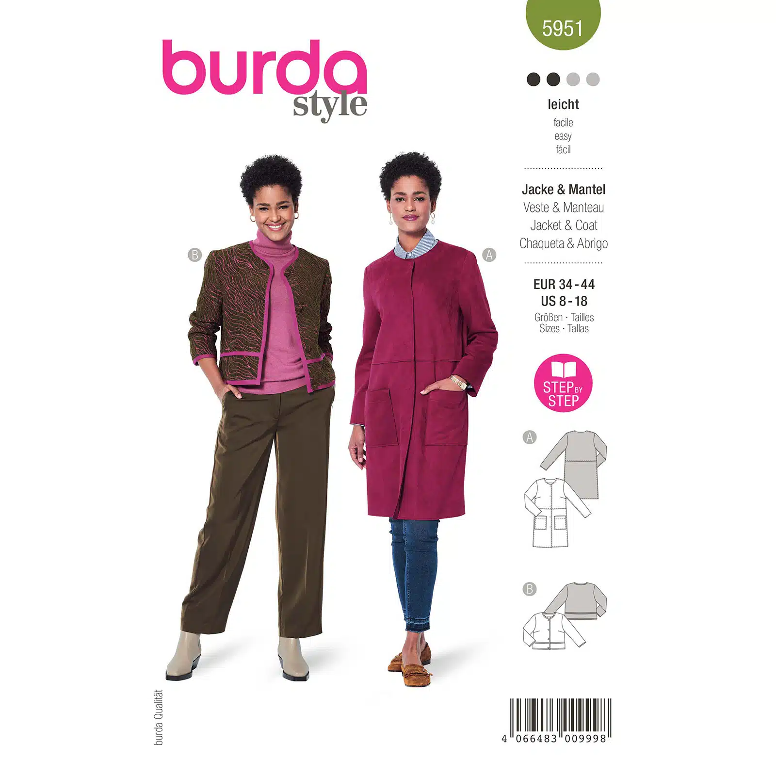 Burda Groen 5951 - Jas in Variaties