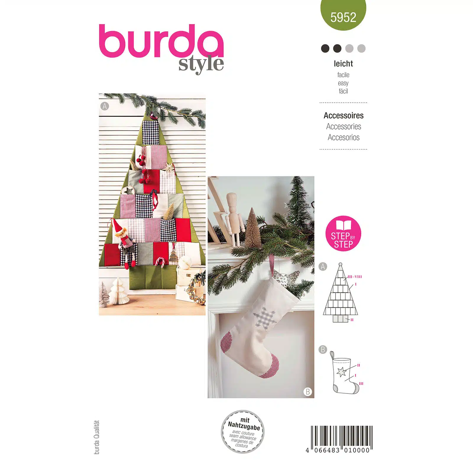 Burda Groen 5952 - Kerstkalender en -sok