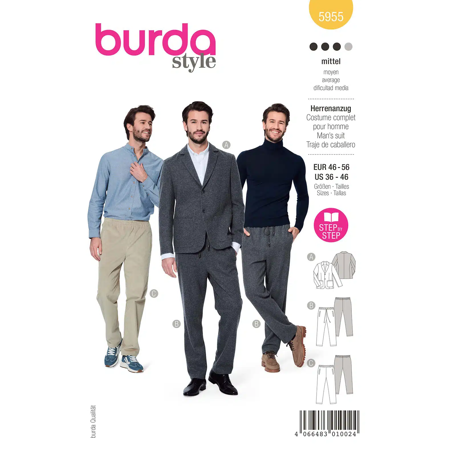 Burda Geel 5955 - Herenkostuum Compleet