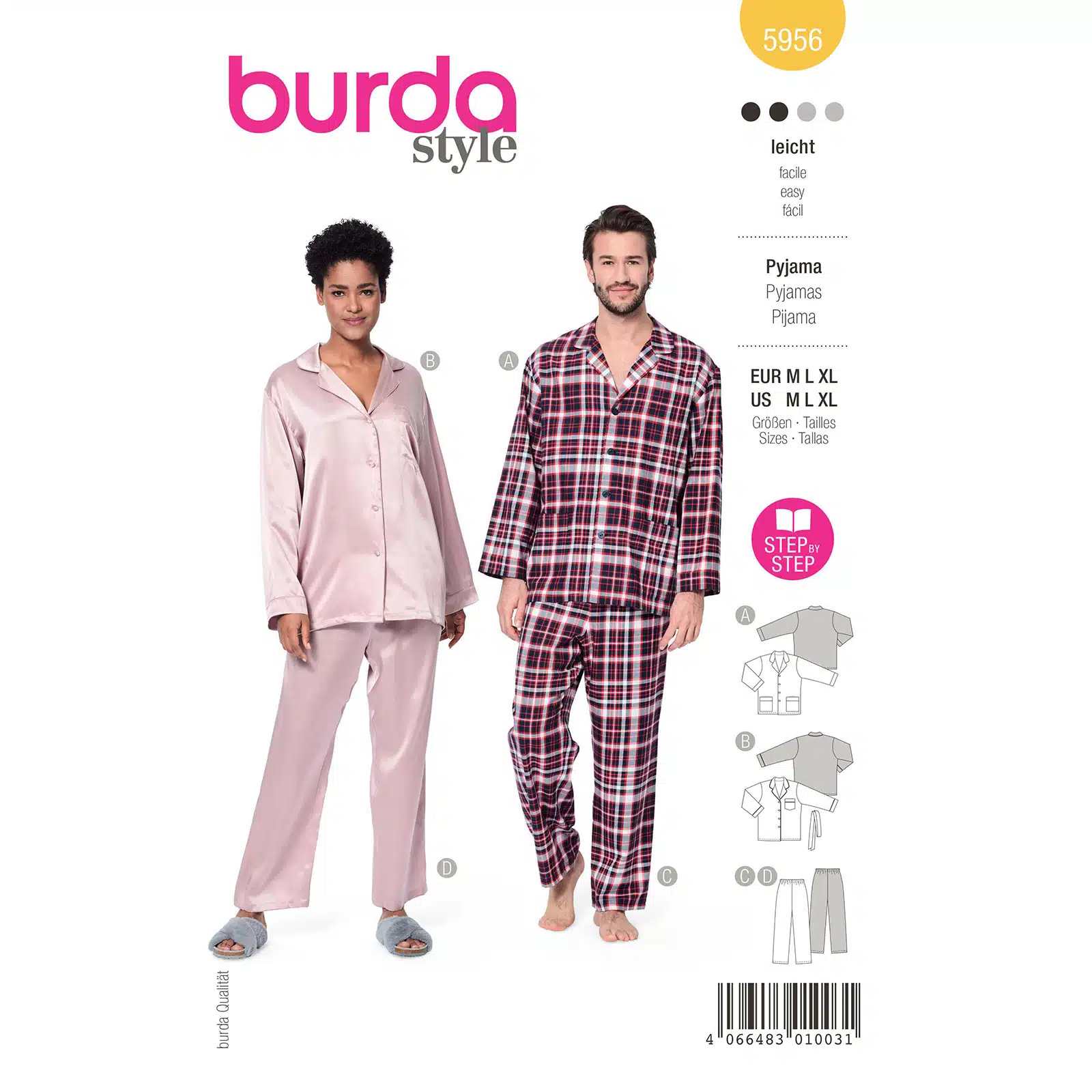 Burda Geel 5956 - Pyjama Heren en Dames