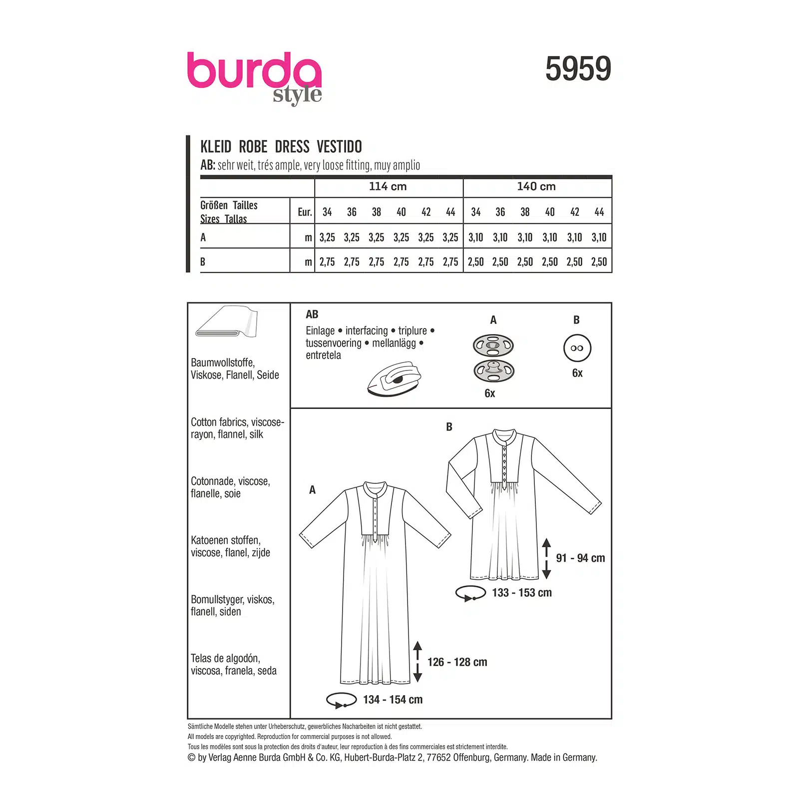 Burda Geel 5959 - Jurk in Variaties