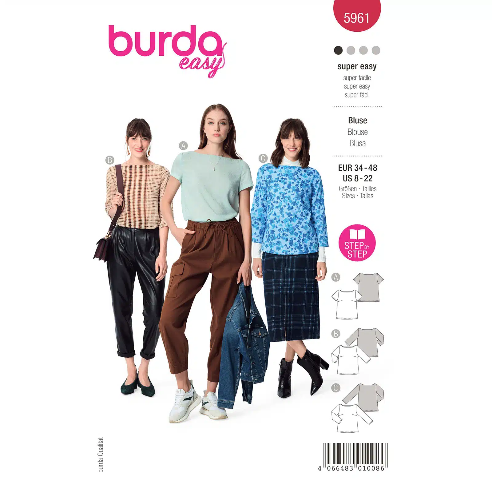 Burda Rood 5961 - Blouse in Variaties