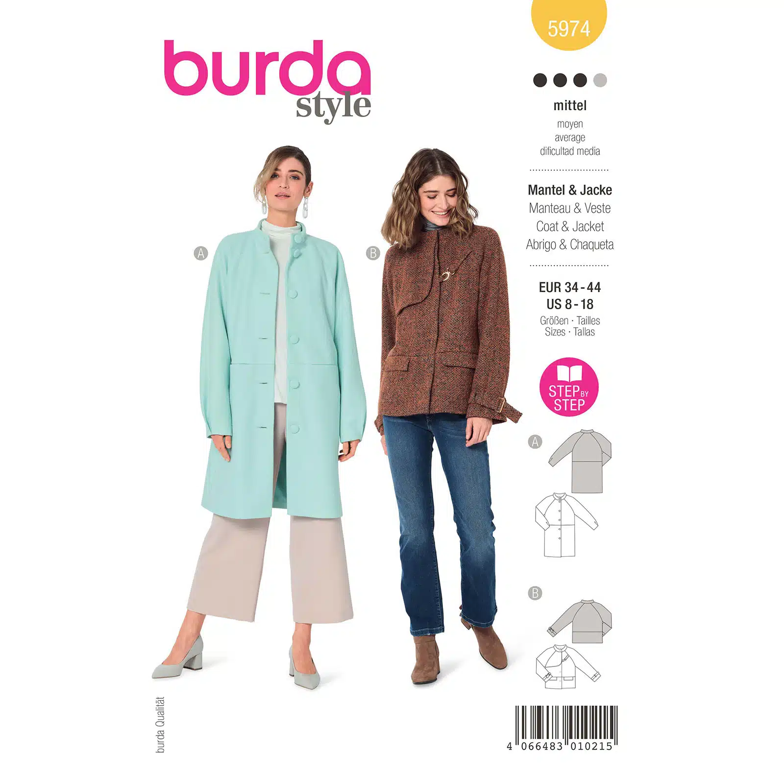 Burda Geel 5974 - Jas in Variaties