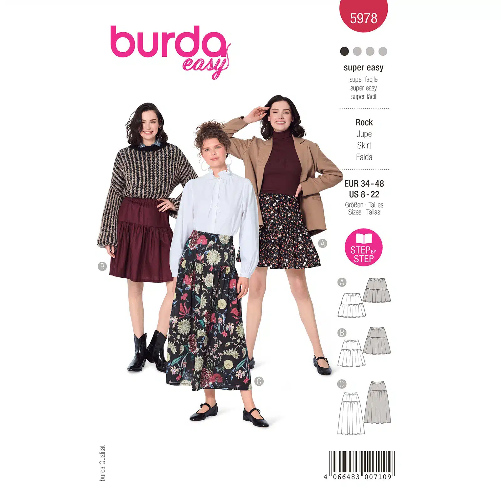 Burda Rood 5978 - Rok in Variaties