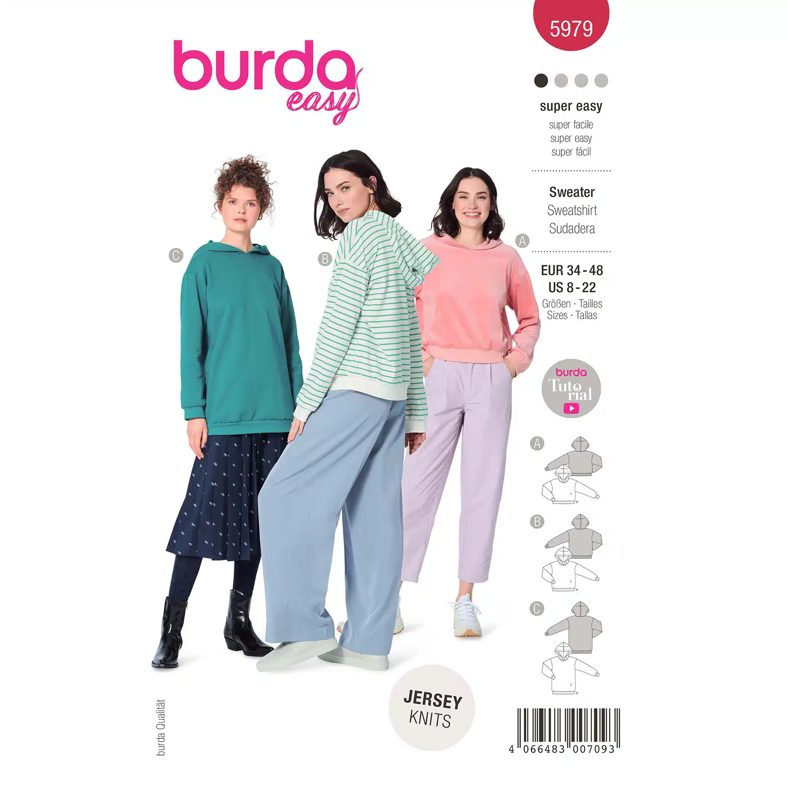 Burda Rood 5979 - Sweater in Variaties