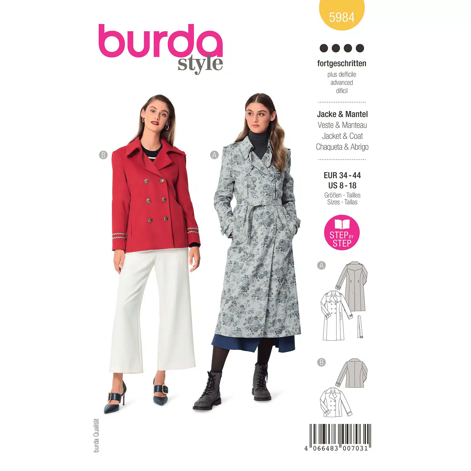 Burda Geel 5984 - Jas in Variaties