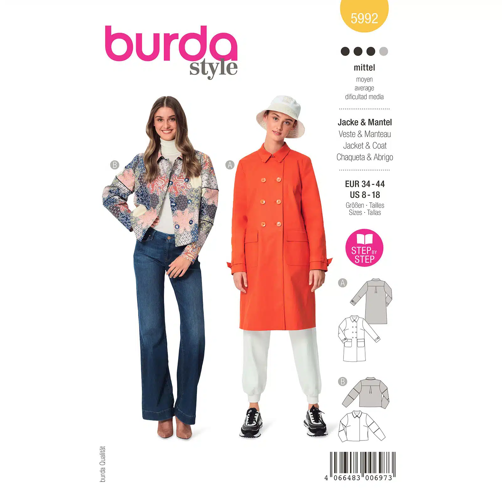 Burda Geel 5992 - Jas in Variaties