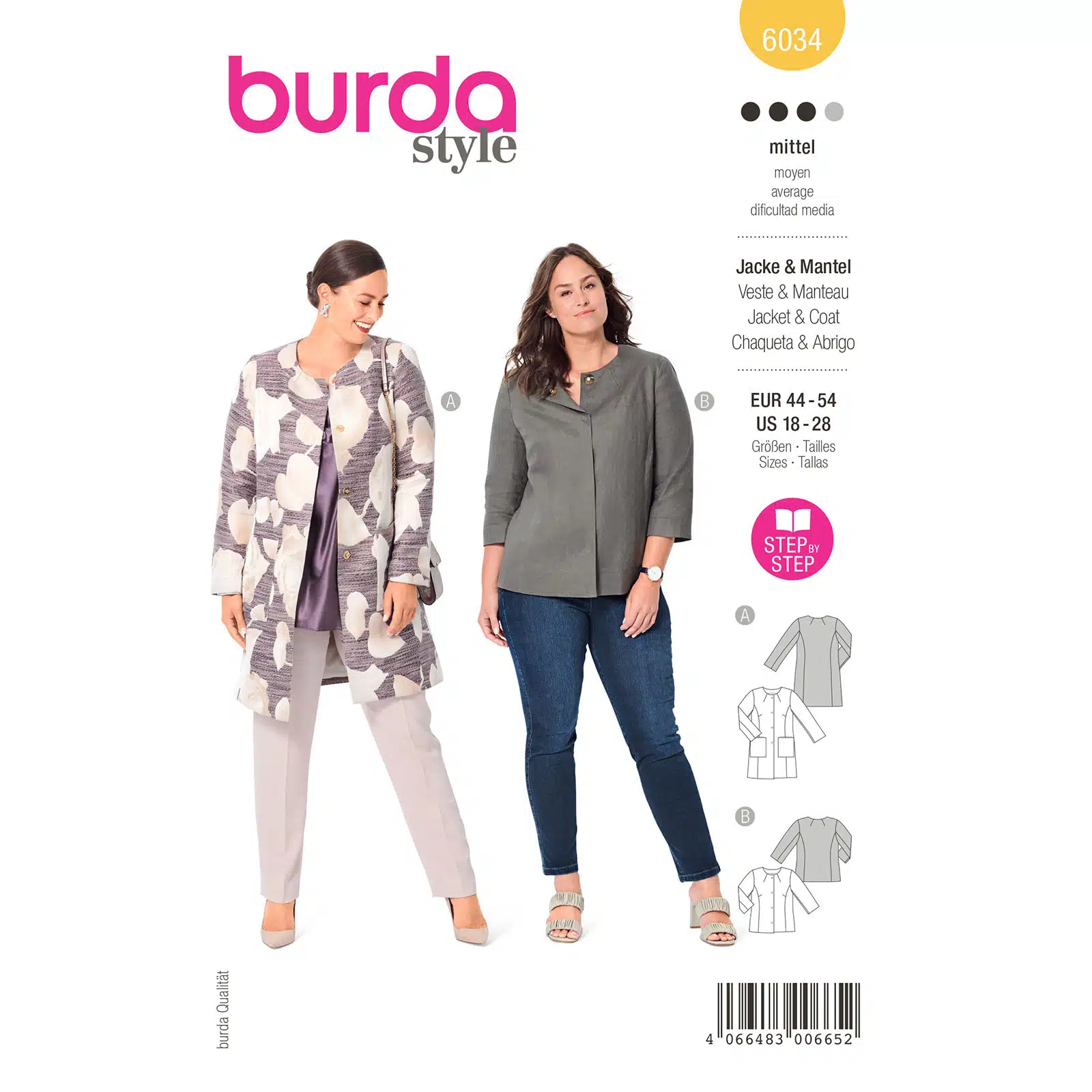 Burda Geel 6034 - Jasje en Mantel