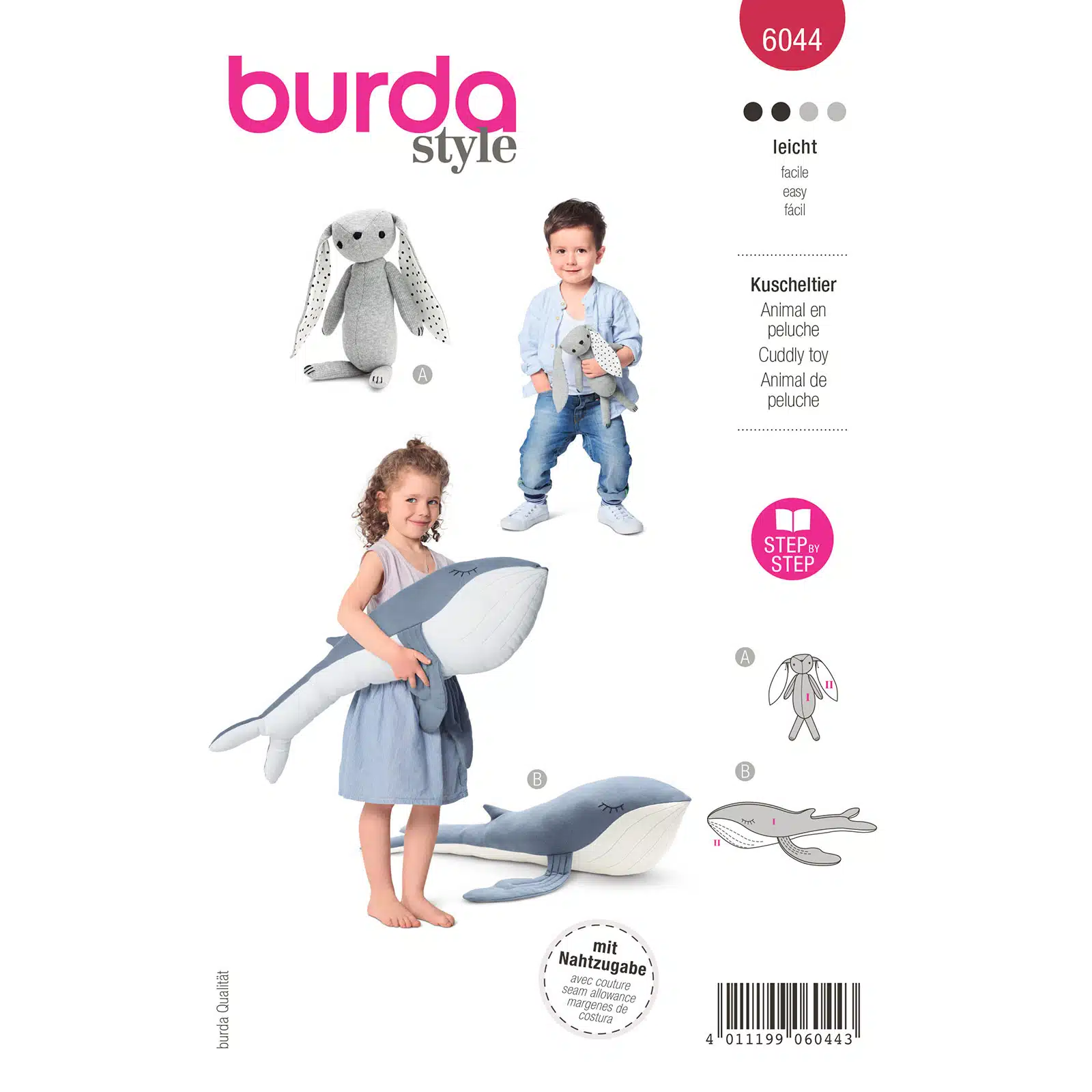 Burda Rood 6044 - Knuffels; Konijn en Walvis