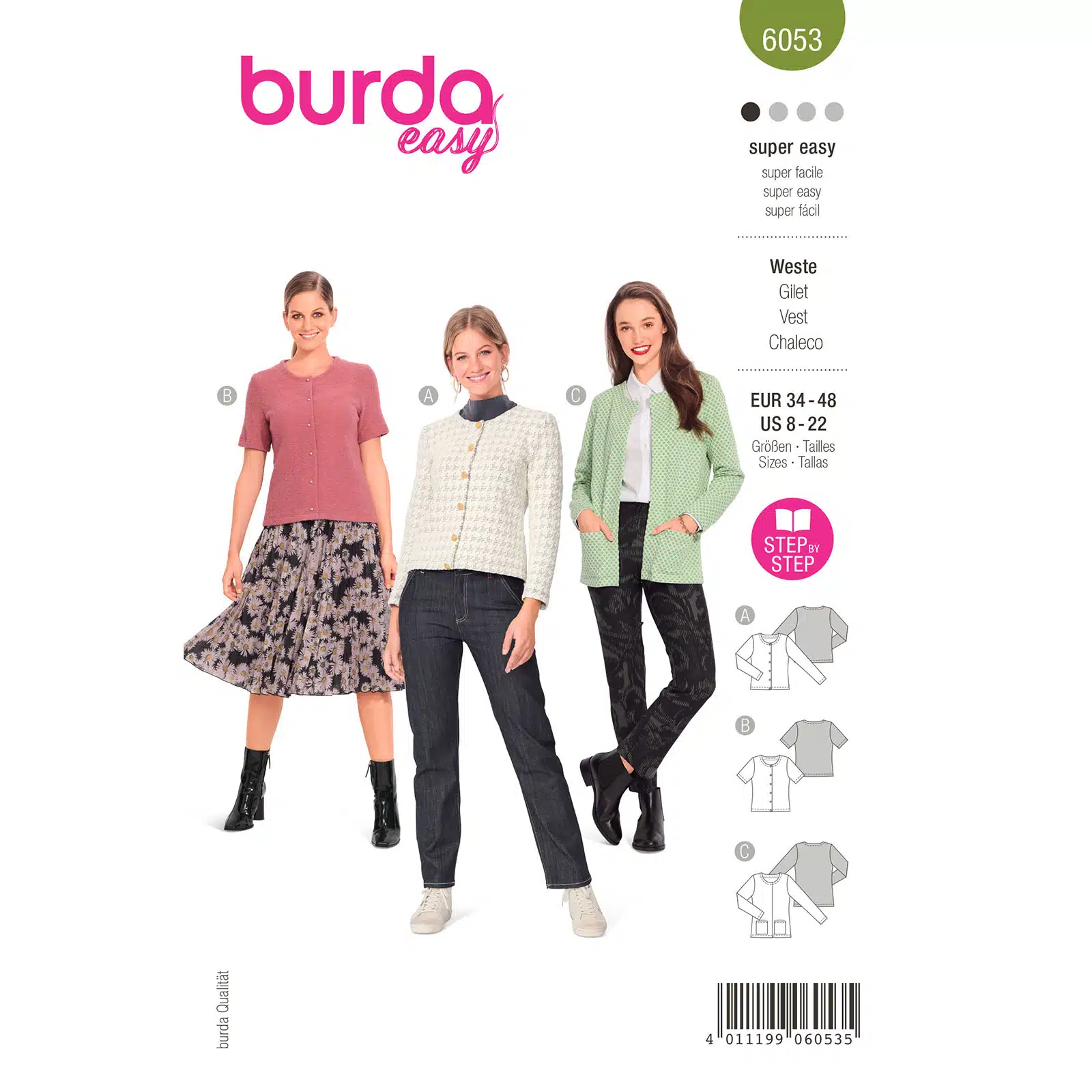 Burda Groen 6053 - Vest in Variaties