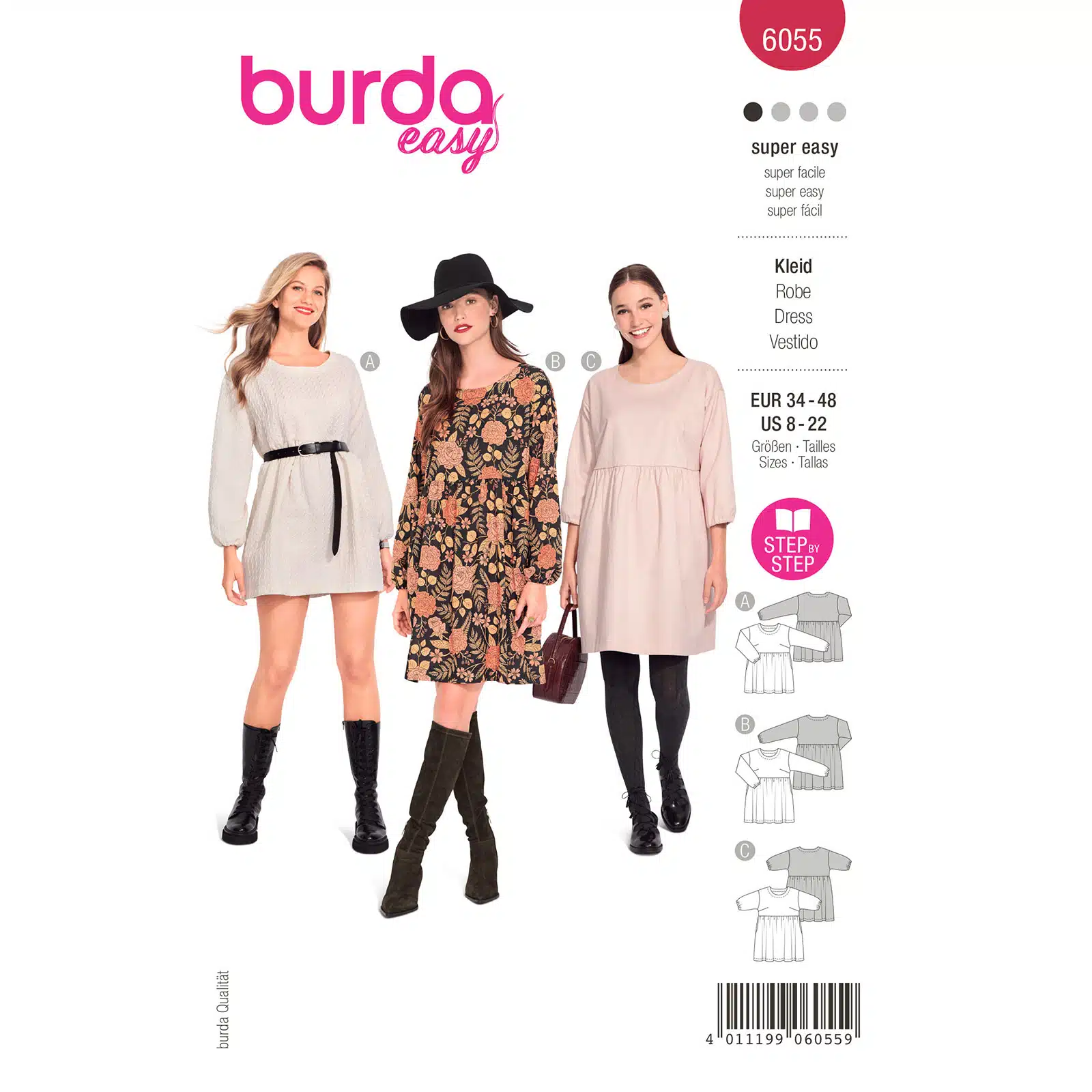 Burda Rood 6055 - Jurk in Variaties