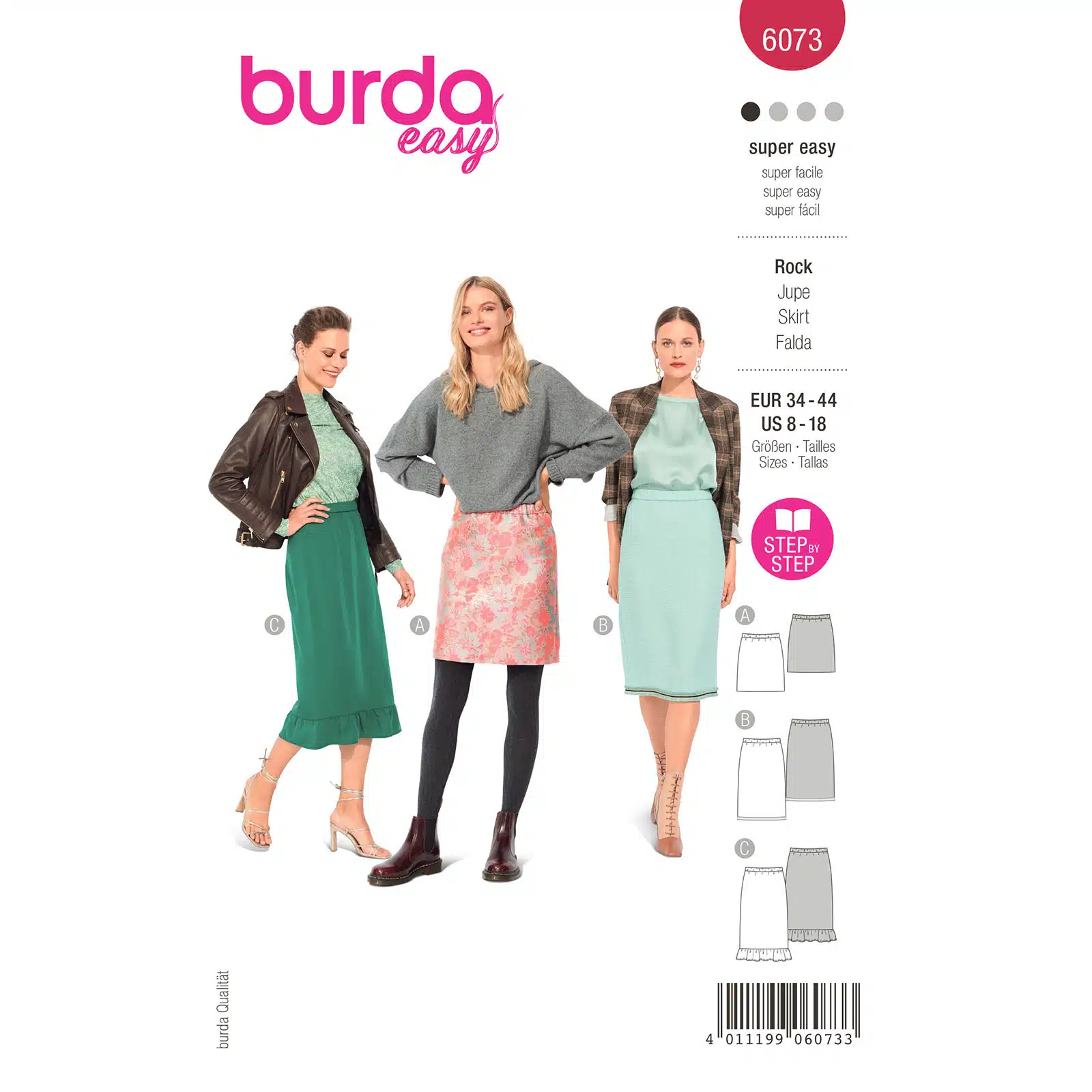 Burda Rood 6073 - Rok in Variaties
