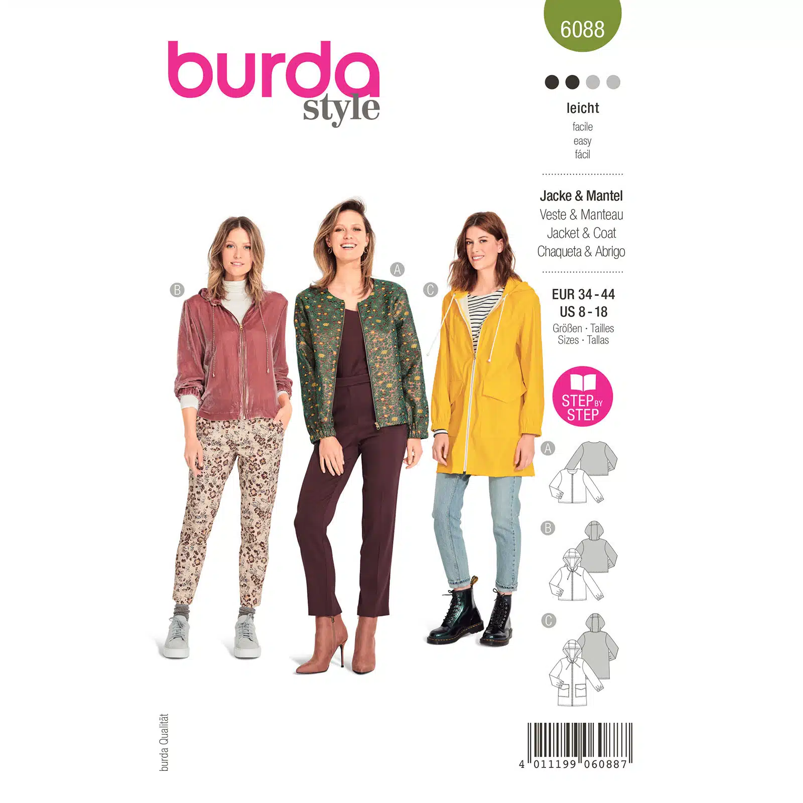 Burda Groen 6088 - Mantel en Jasje in Variaties