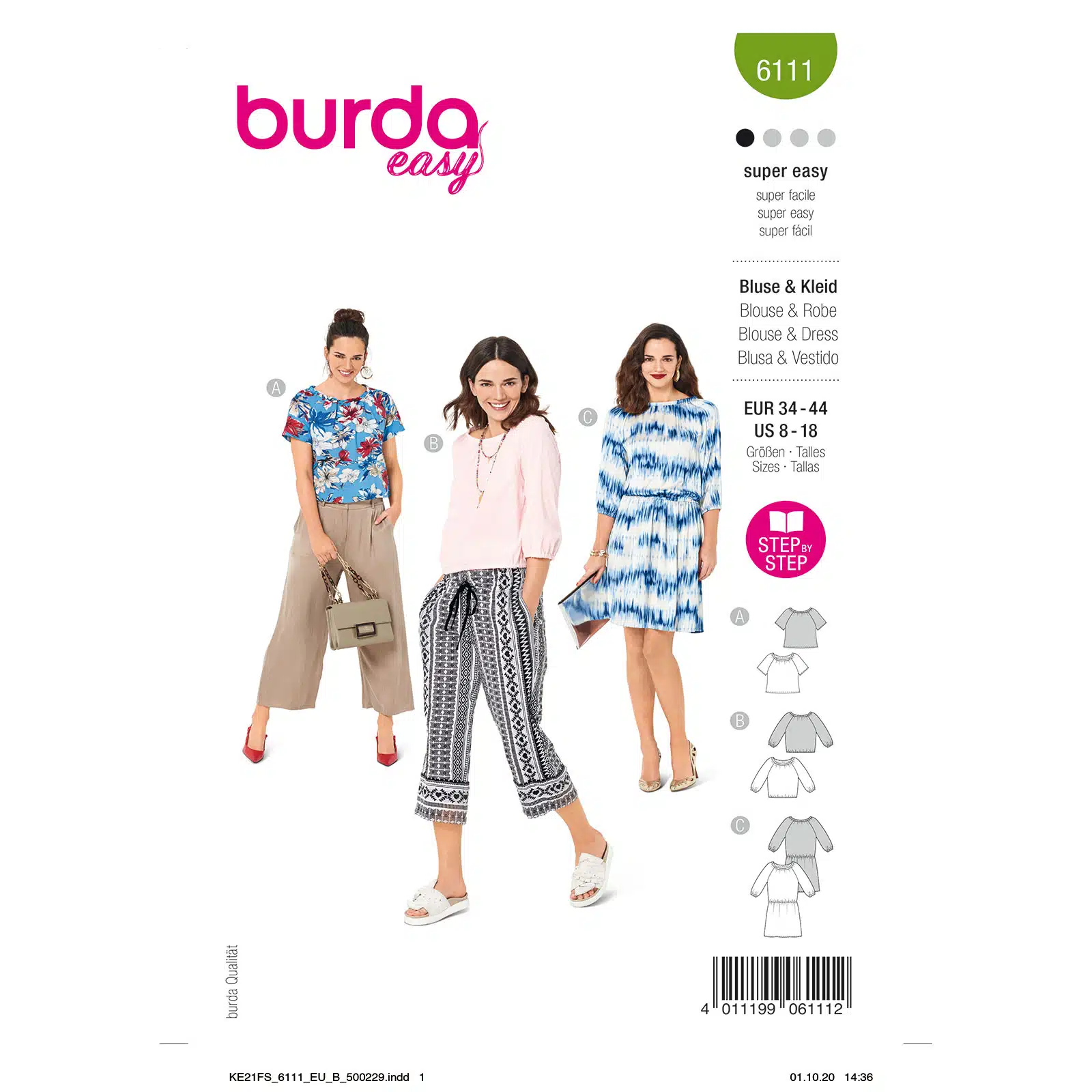 Burda Groen 6111 - Blouse in Variaties en Jurk
