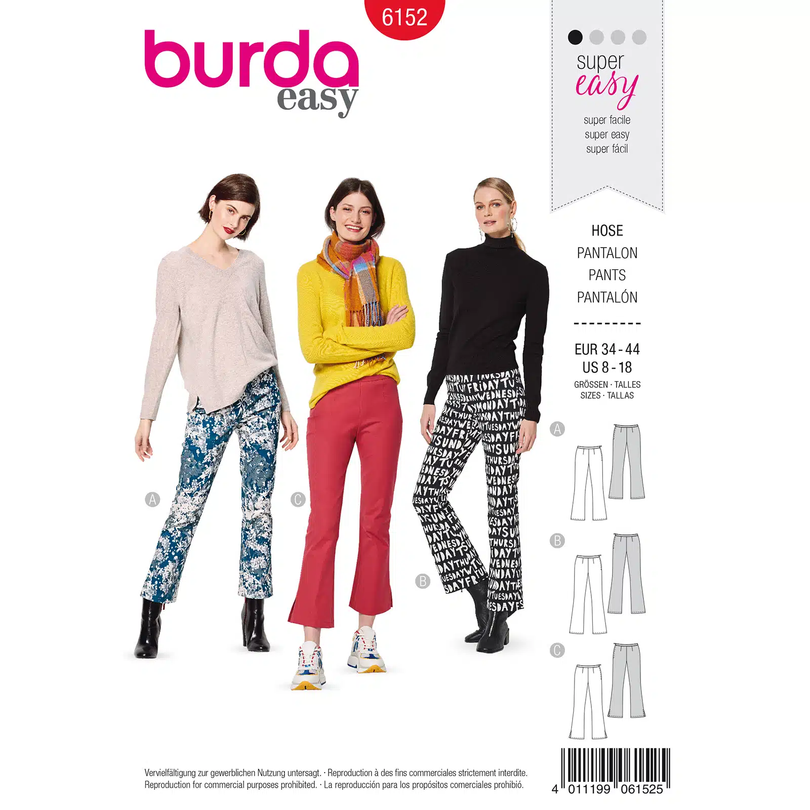 Burda Rood 6152 - Broek in Variaties