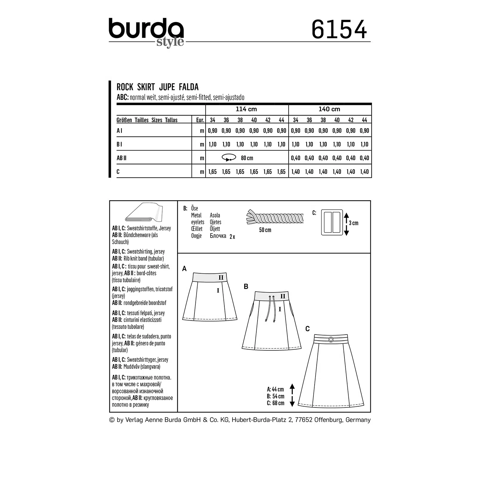 Burda Rood 6154 - Rok in Variaties