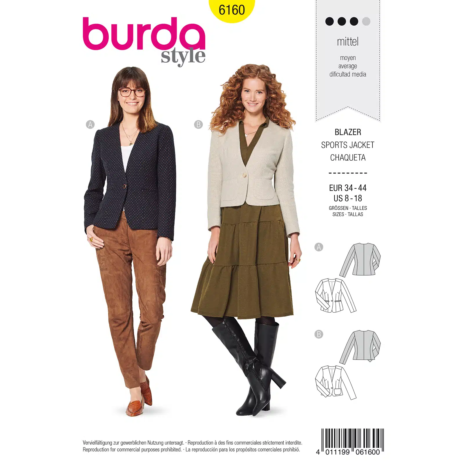 Burda Geel 6160 - Jasje in Variaties