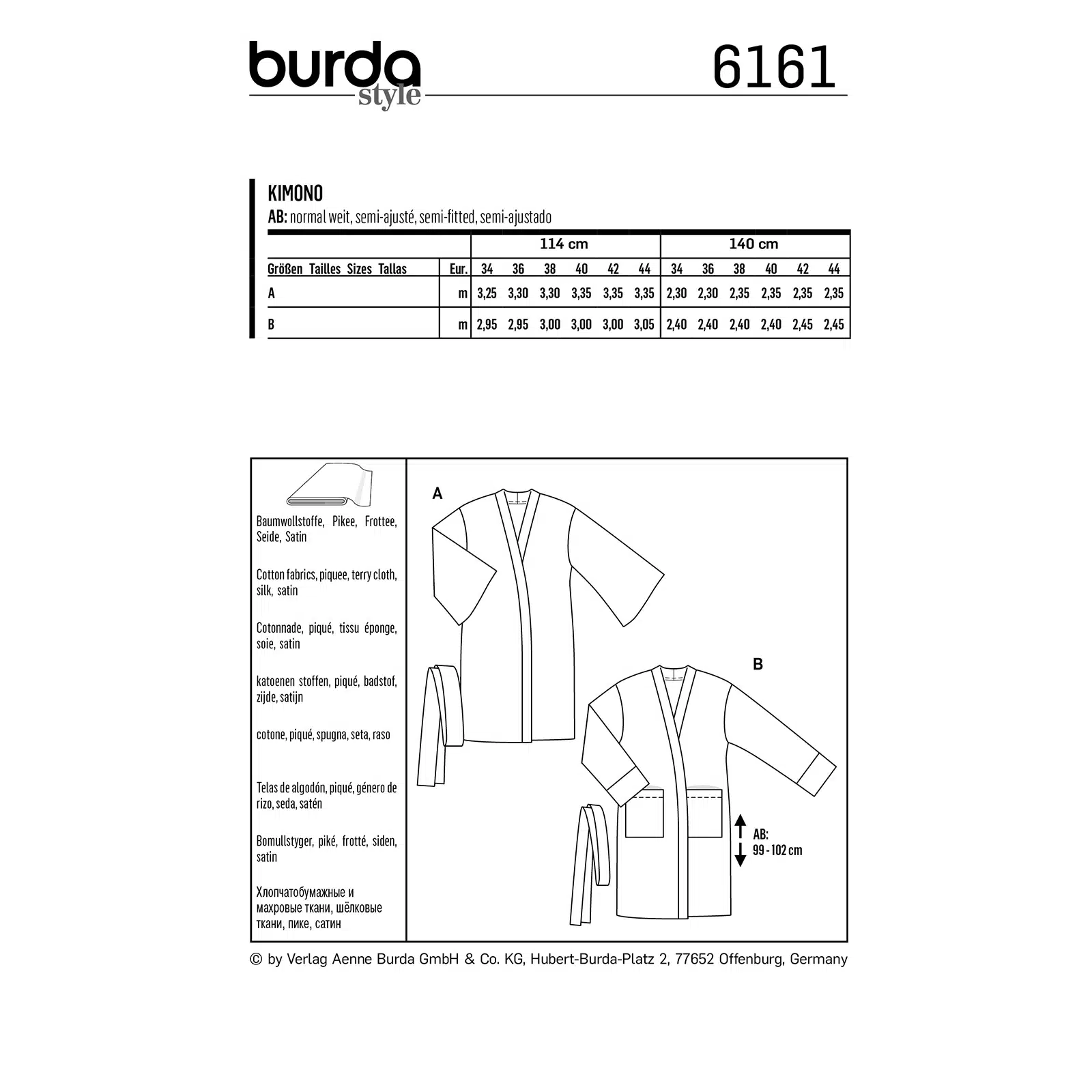 Burda Rood 6161 - Kimono in Variaties