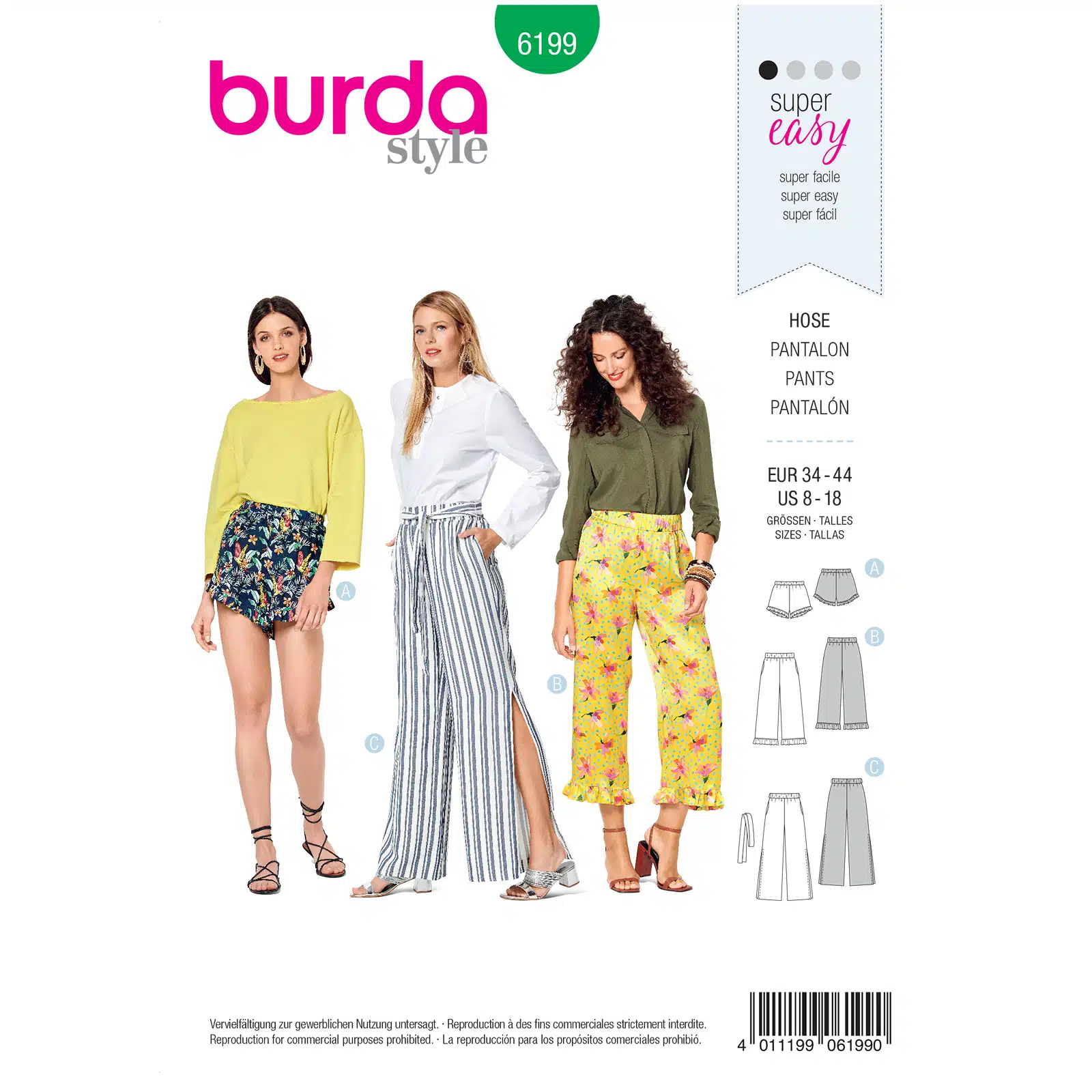 Burda Groen 6199 - Broek in Variaties