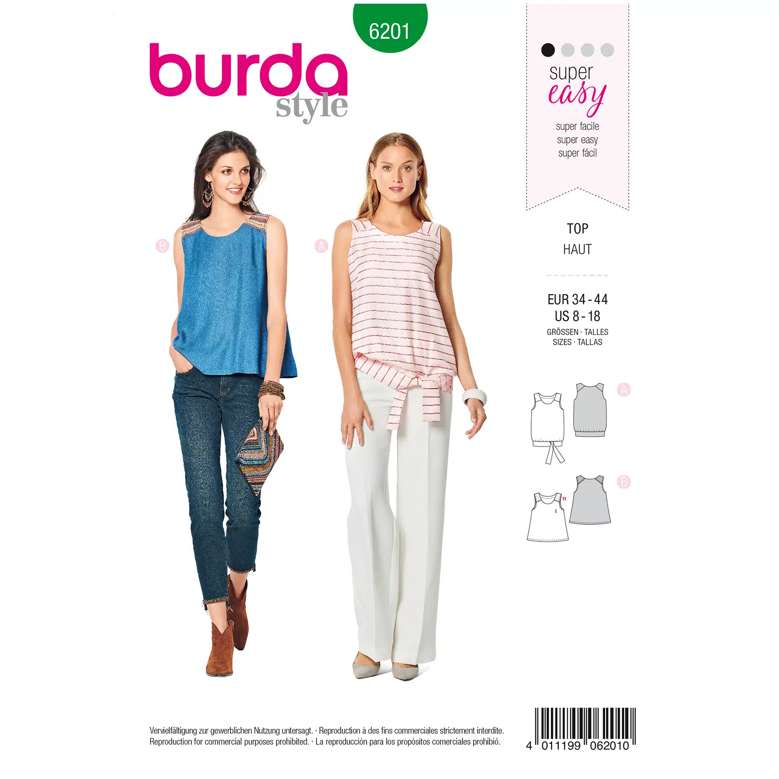 Burda Groen 6201 - Top in Variaties