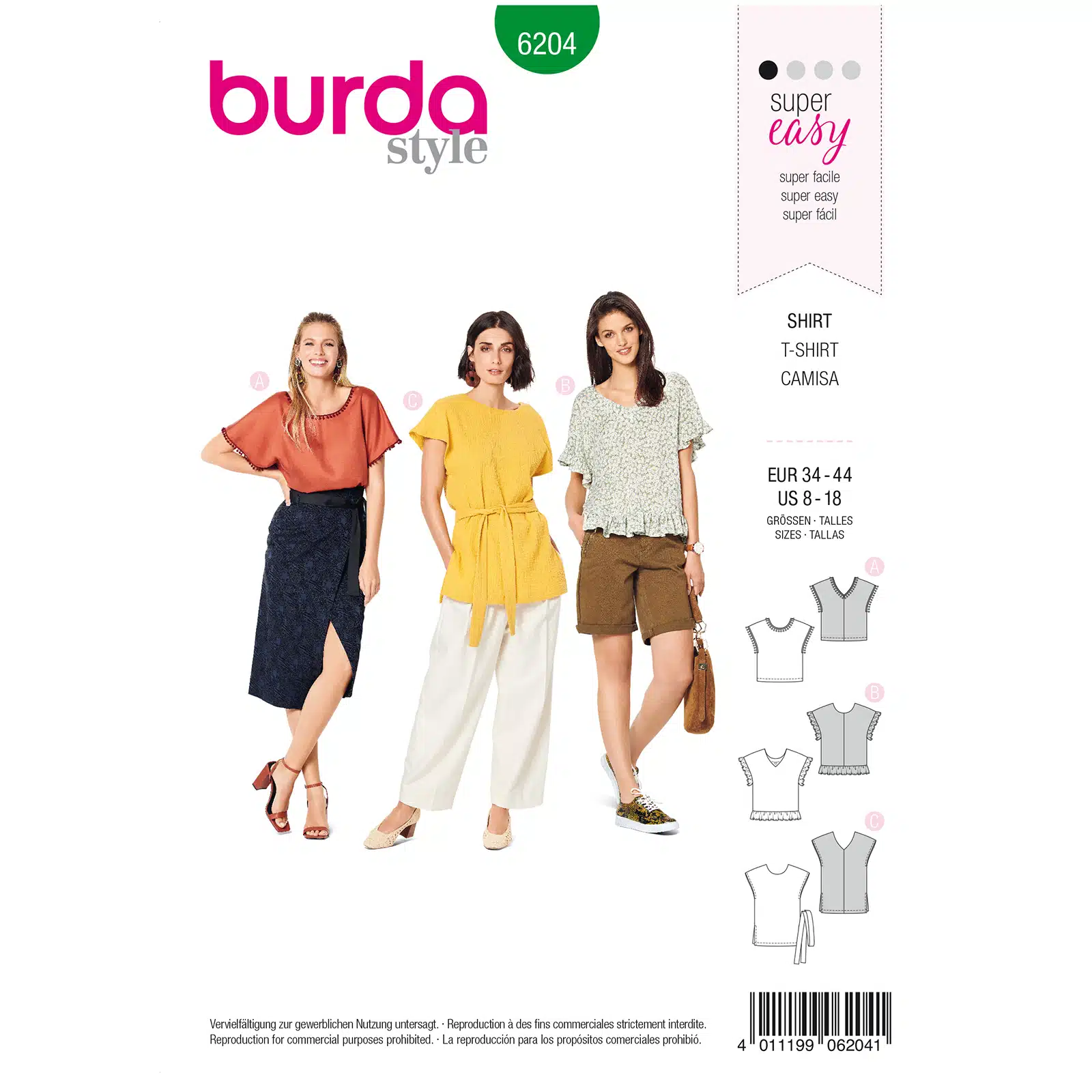 Burda Groen 6204 - Shirt in Variaties