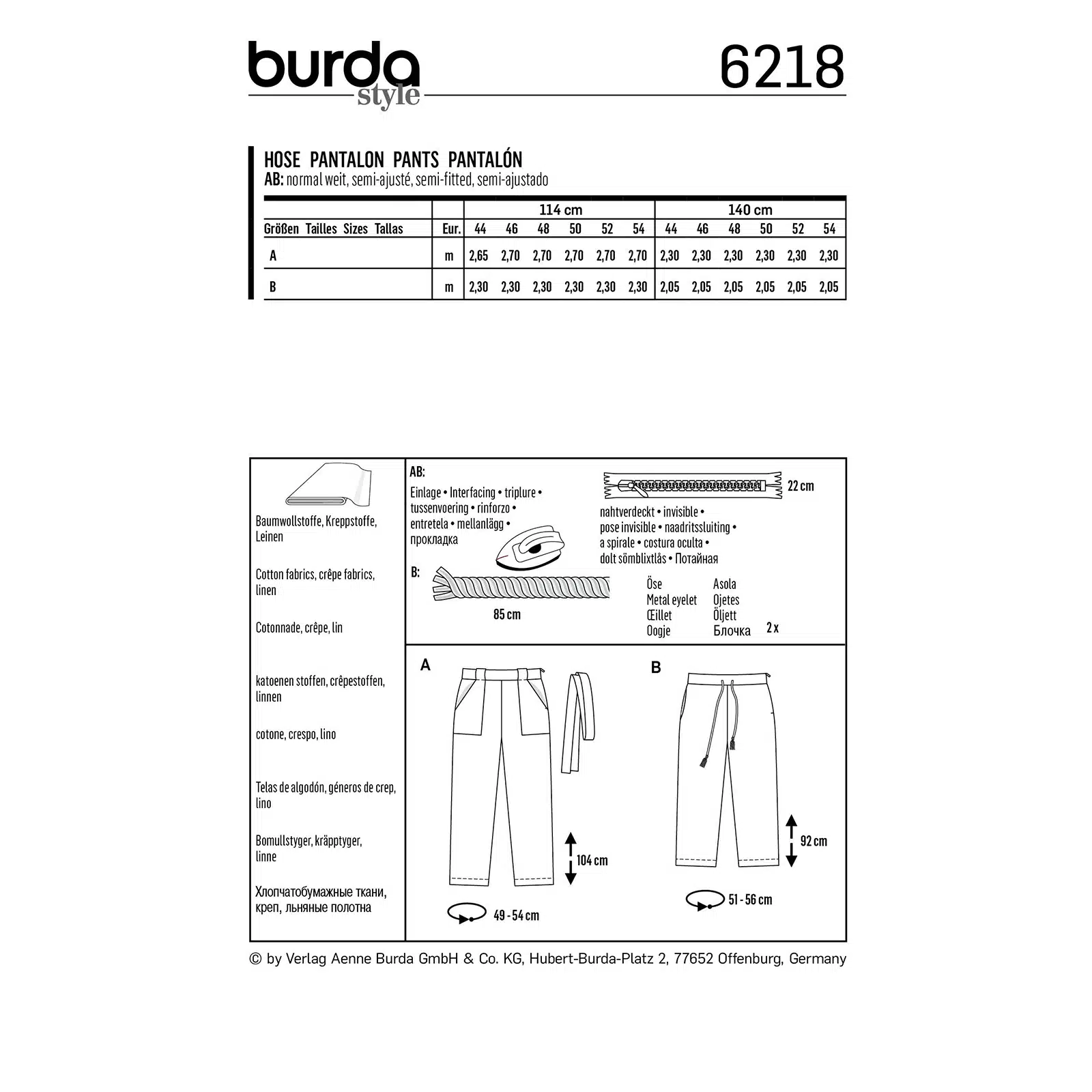 Burda Groen 6218 - Broek in Variaties