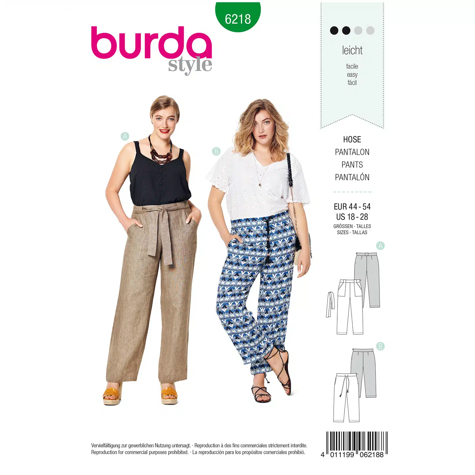 Burda Groen 6218 - Broek in Variaties
