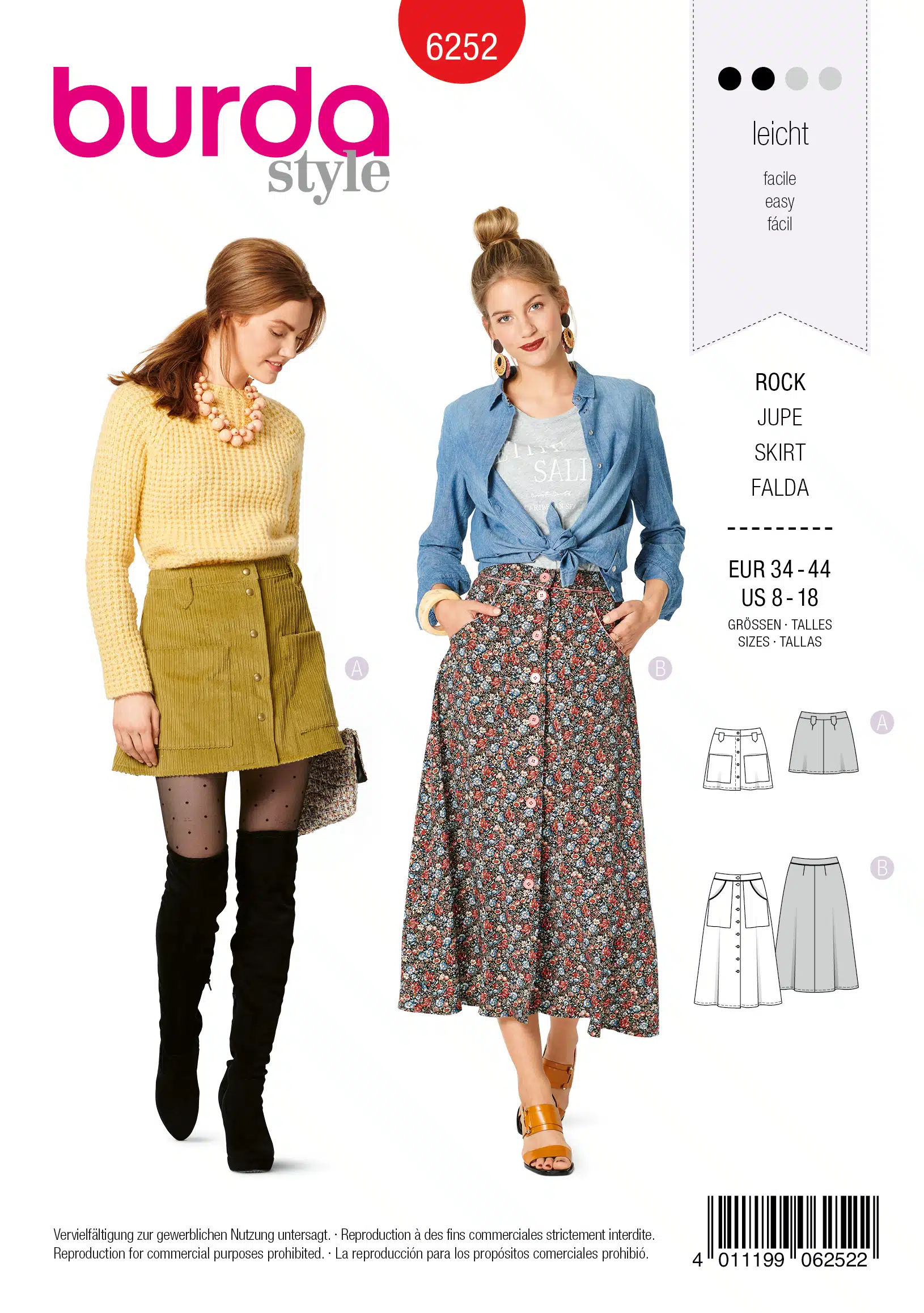 Burda Rood 6252 - Rok in Variaties