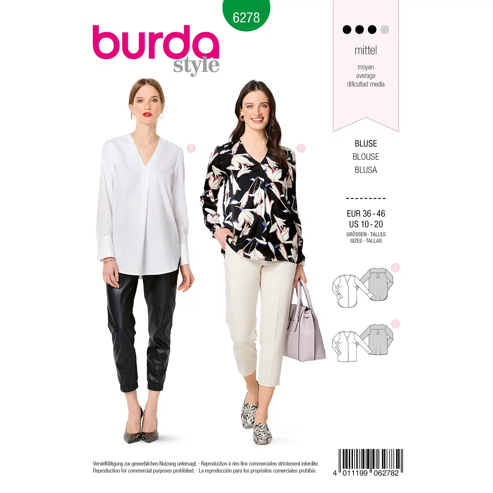 Burda Groen 6278 - Blouse in Variaties