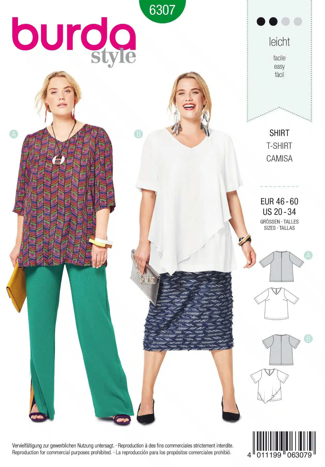 Burda Groen 6307 - Shirt in variaties