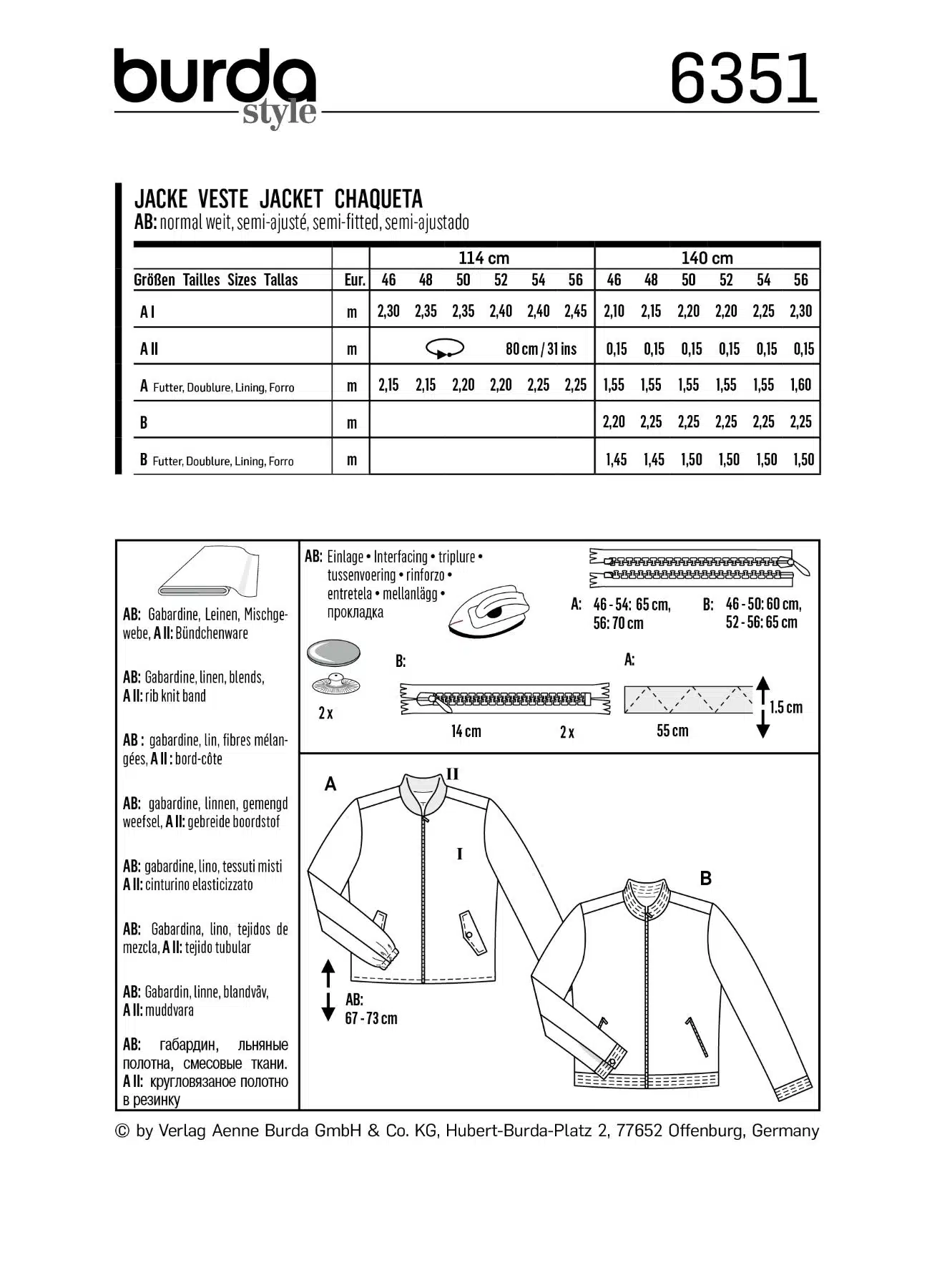Burda Groen 6351 - Jasje in variaties