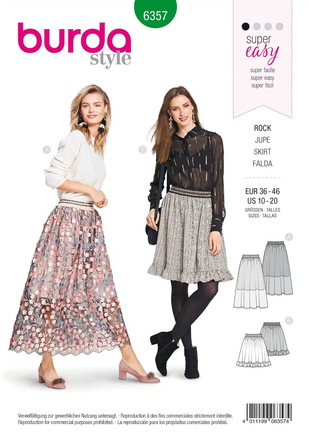 Burda Groen 6357 - Rok in variaties