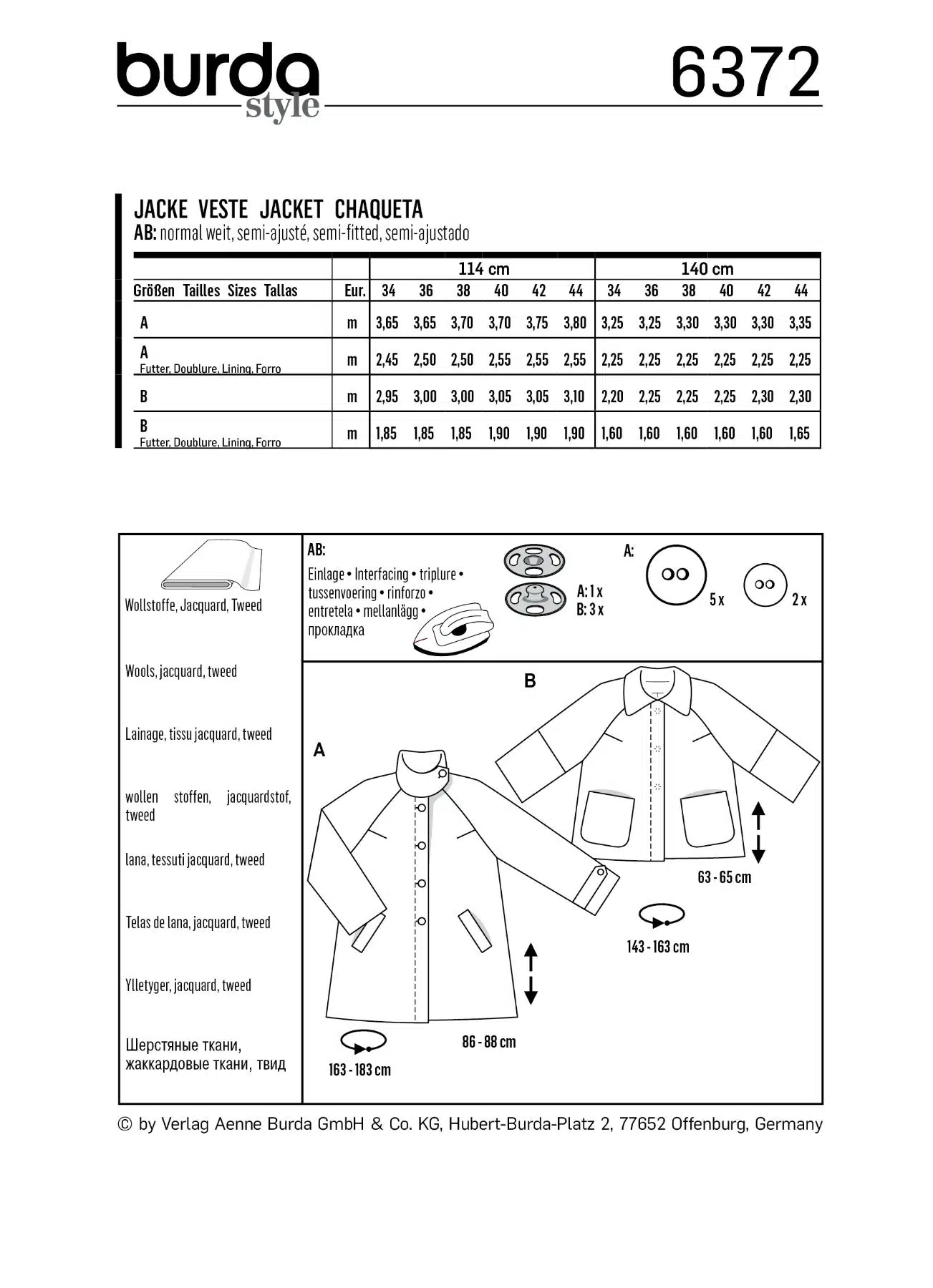 Burda Groen 6372 - Jas in variaties