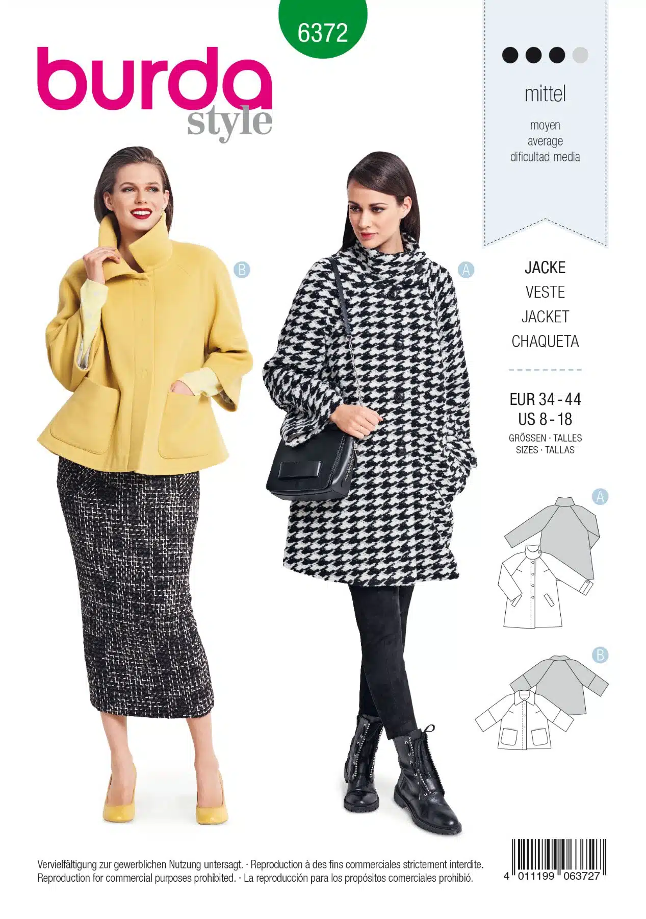 Burda Groen 6372 - Jas in variaties