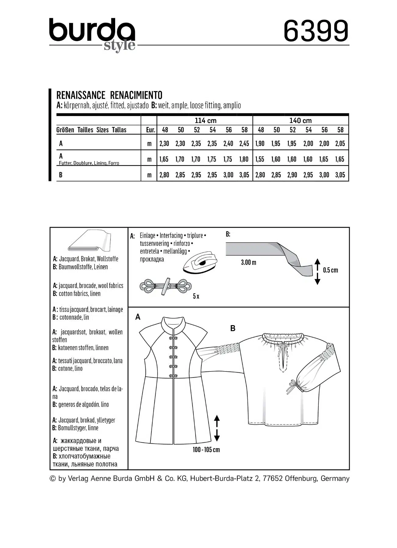 Burda Couture 6399 - Historisch Kostuum