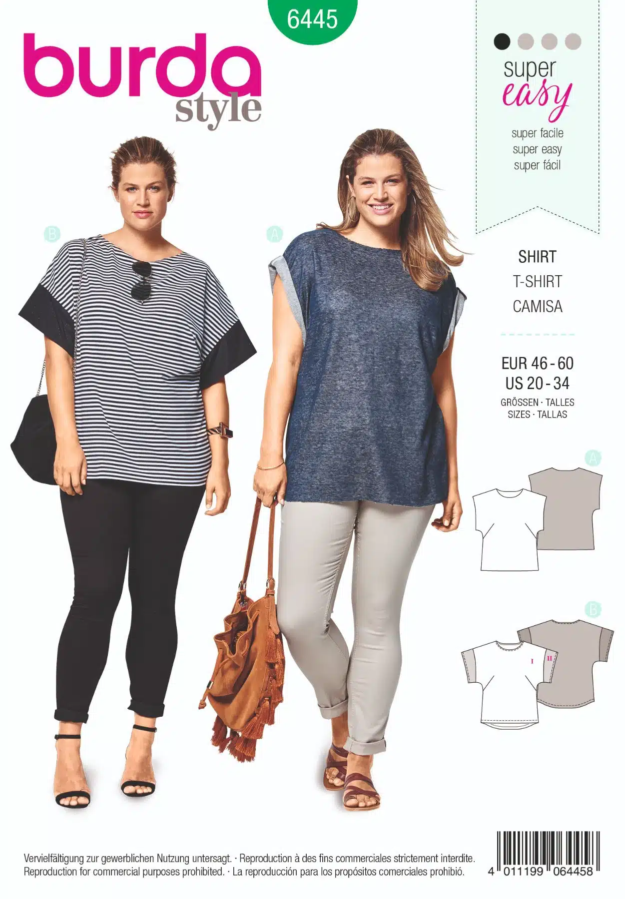 Burda Groen 6445 - Shirt in variaties