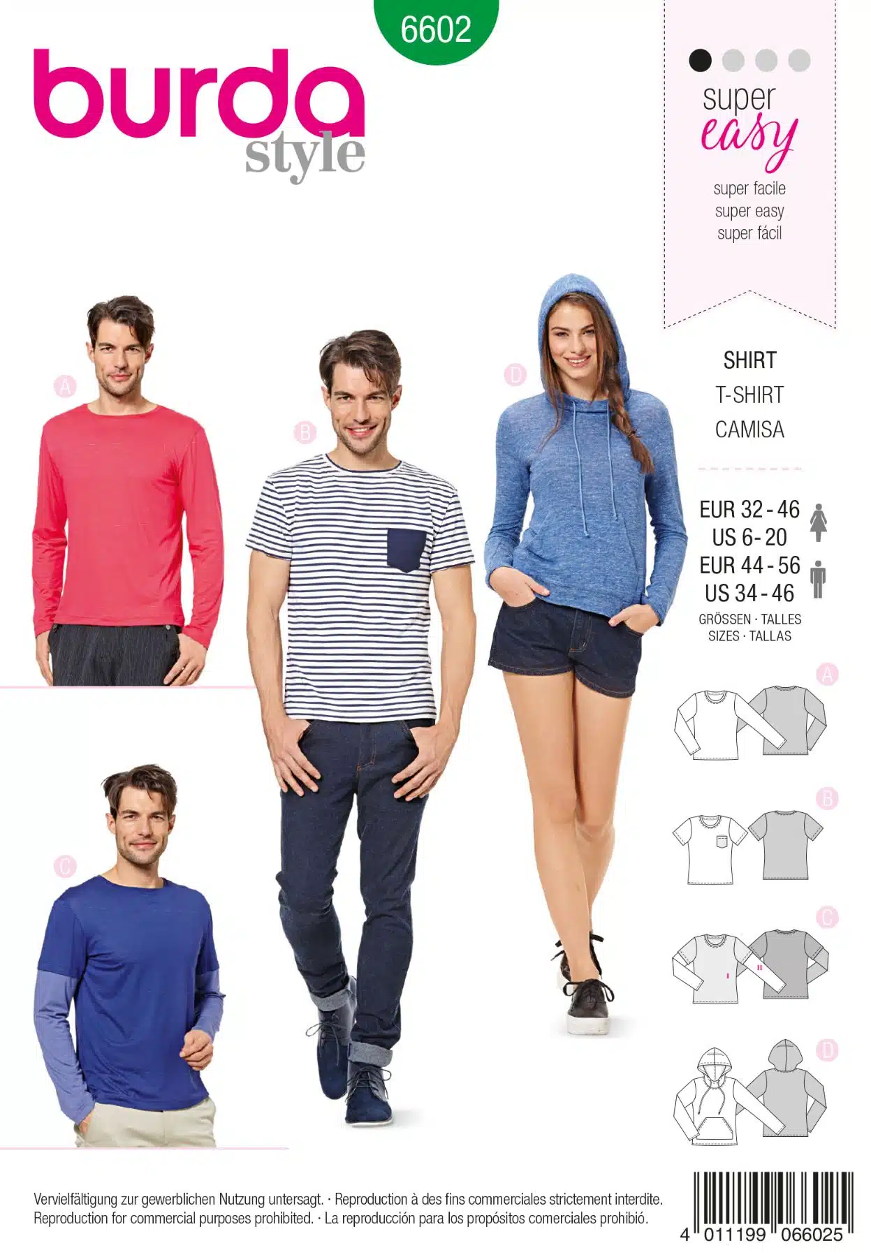 Burda Groen 6602 - Shirt in variaties