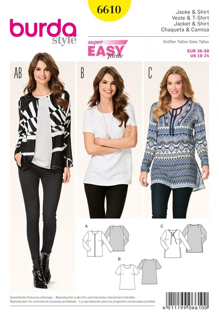 Burda Geel 6610 - Shirt in variaties en Vest