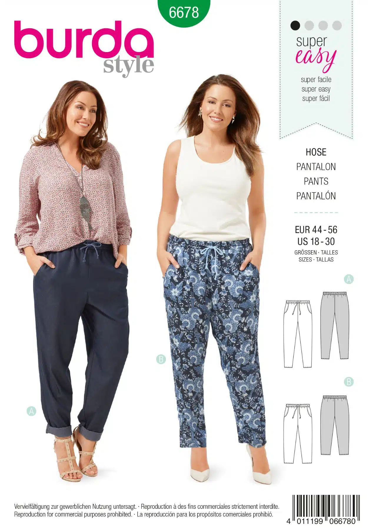 Burda Groen 6678 - Broek in variaties