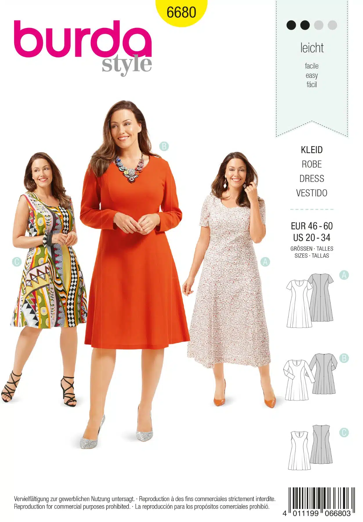 Burda Geel 6680 - Jurk in variaties
