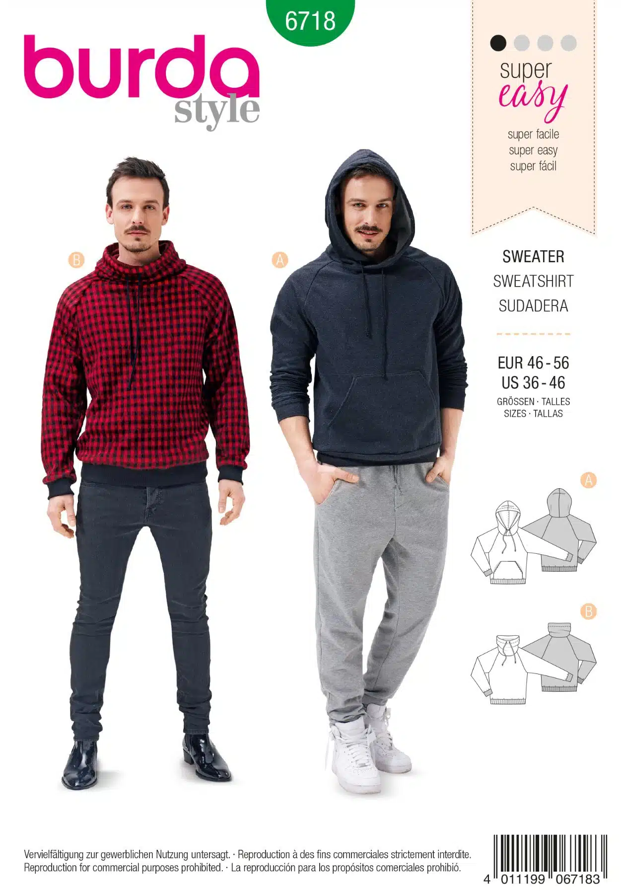 Burda Groen 6718 - Sweater in variaties