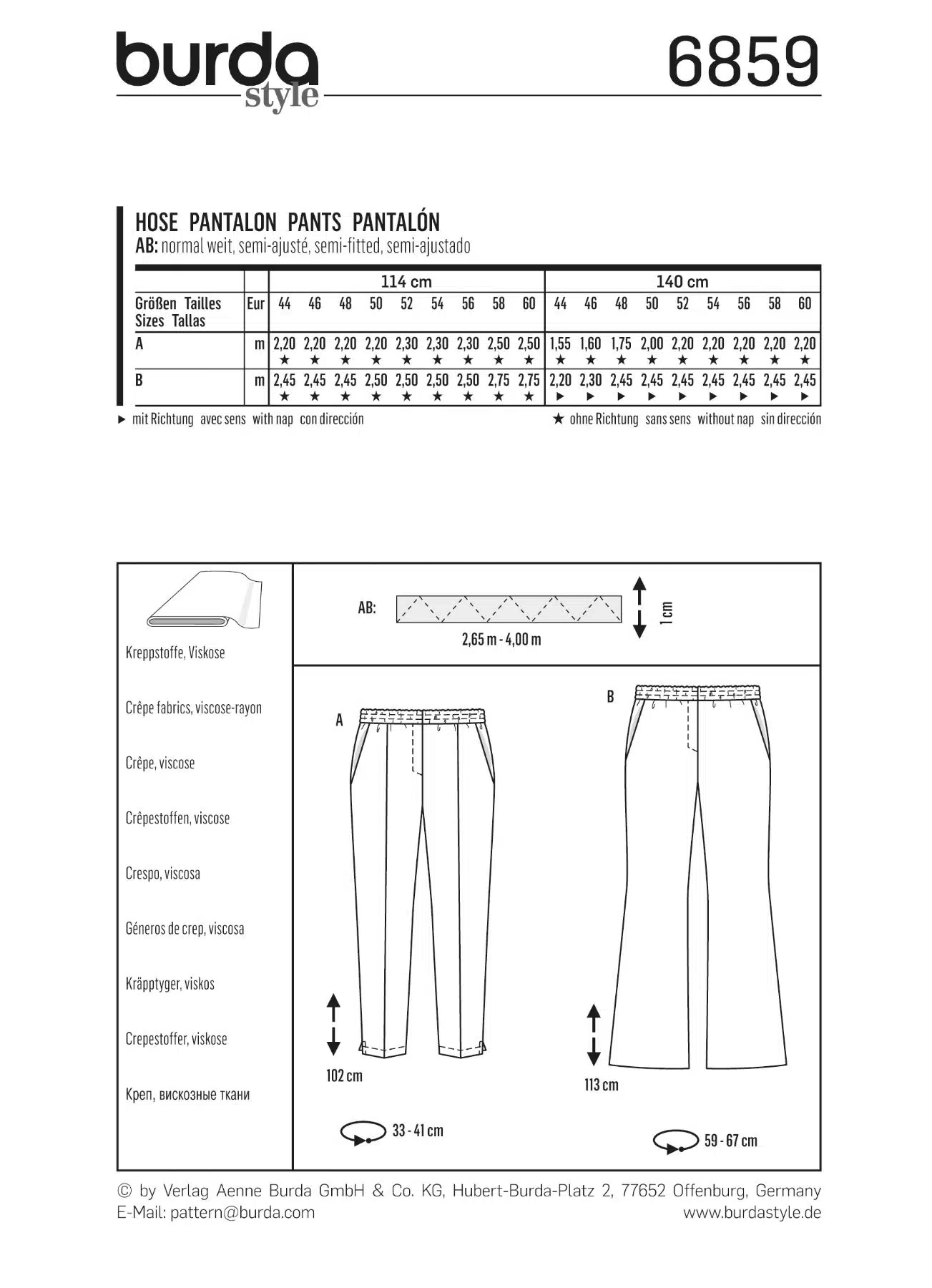 Burda Groen 6859 - Broek in variaties
