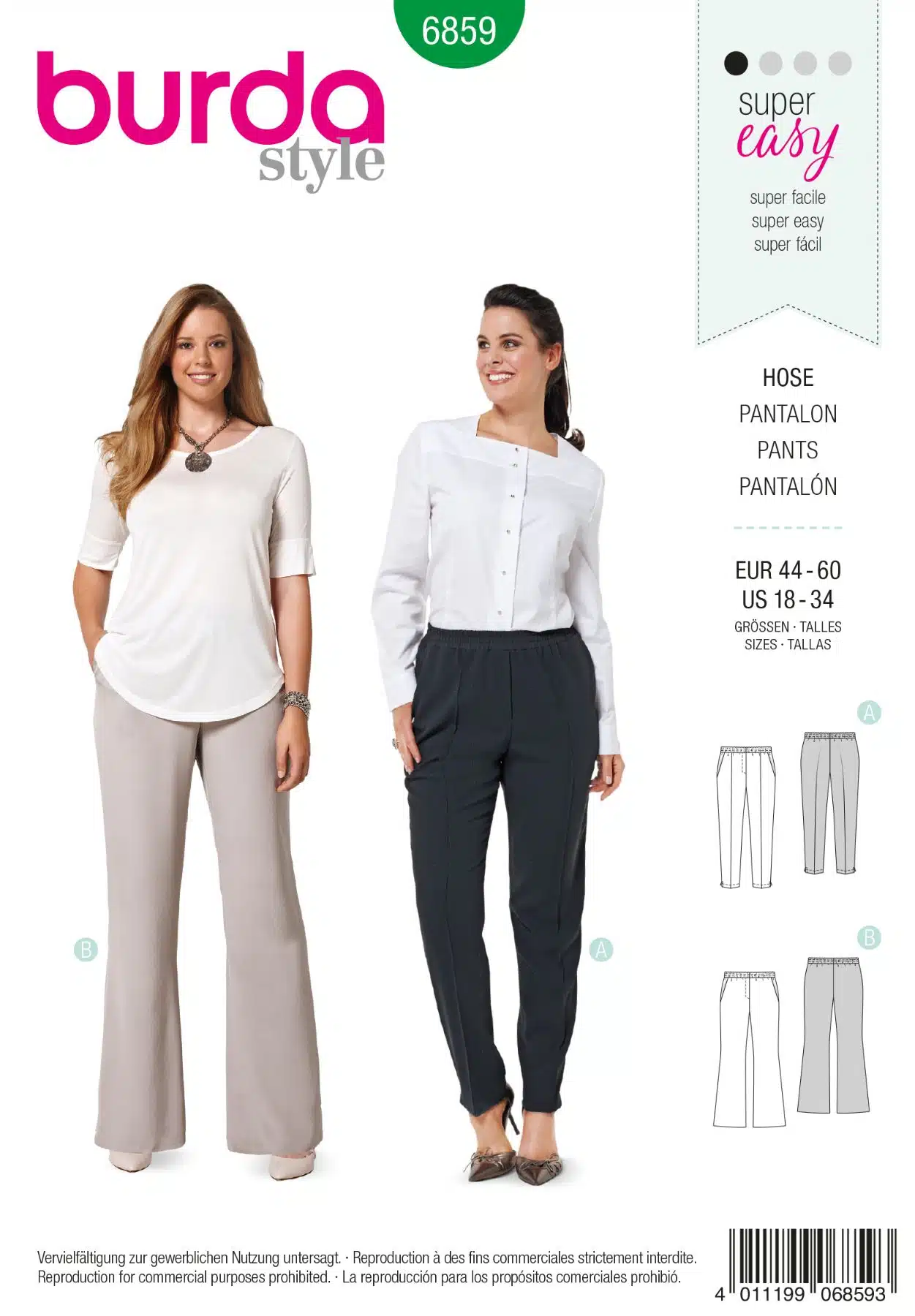 Burda Groen 6859 - Broek in variaties