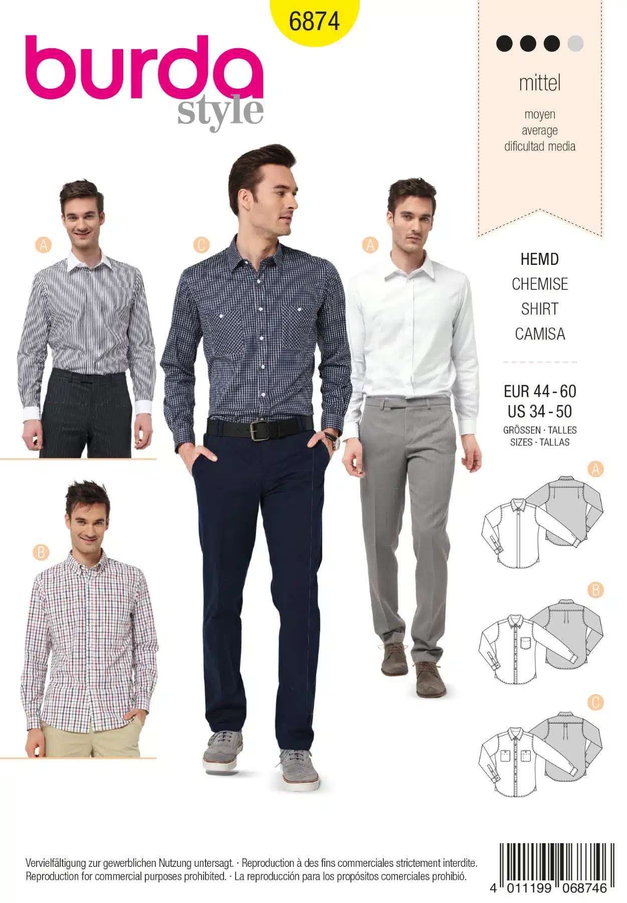 Burda Geel 6874 - Overhemd in variaties