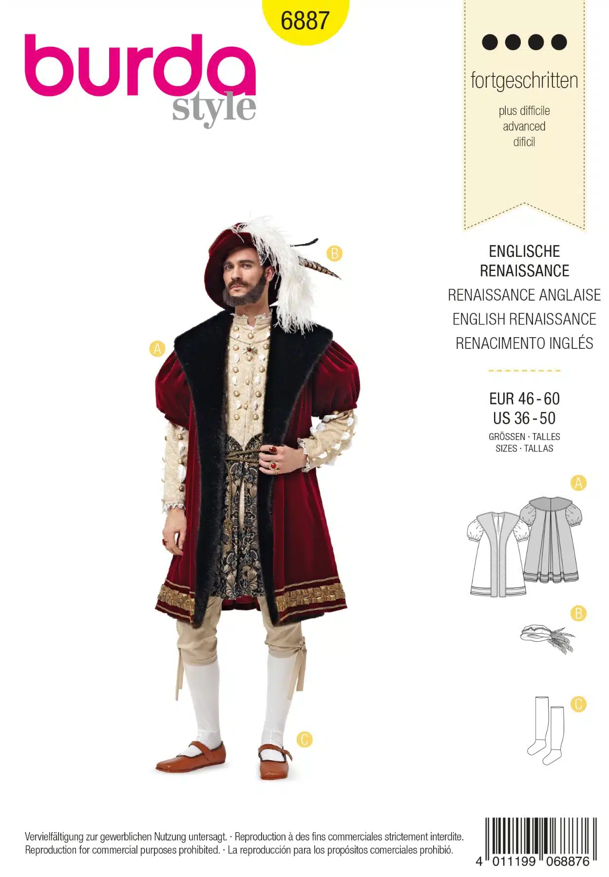 Burda Geel 6887 - Kostuum Engelse Renaissance
