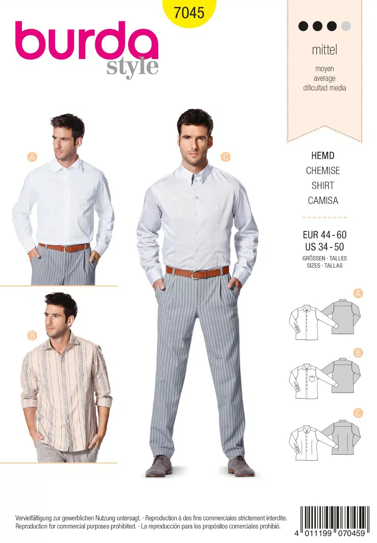 Burda Geel 7045 - Overhemd in variaties